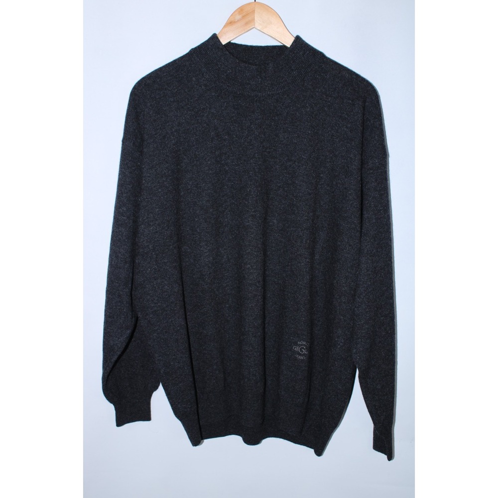 Romeo Gigli Jeans Men's Size IT 54 - XL Dark Gray Mock Neck Pure Wool Sweater